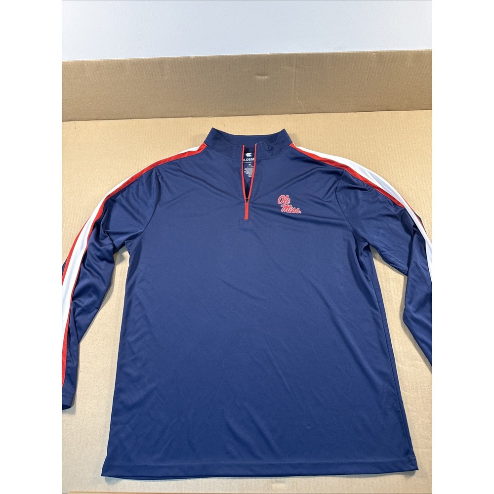 Colosseum Ole Miss Rebels Quarter-Zip, White/Red/Navy, XL